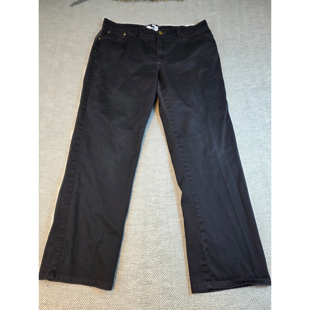 Jones New York Signature Petite Black Stretch Straight Leg Pants Size 14P